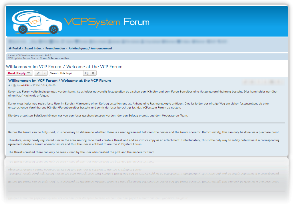 Zugang zum VCPSystem Forum inkl. Wartung - Click Image to Close